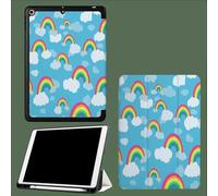 Custodia per iPad 9a/8a/7a Generazione 10,2 Pollici 2021/2020/2019, Cover Protettiva Sottile e Leggera in PU, Design Tri-fold con Funzione Auto Sveglia/Sonno,Arcobaleno Nuvole