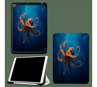 Custodia per iPad 9a/8a/7a generazione da 10,2 pollici 2021/2020/2019, Smart Case Ultra Slim Light Magnetic Cover con funzione di accensione/spegnimento automatico,Polpo Oceano