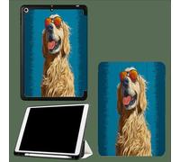 Custodia per iPad 9a/8a/7a generazione da 10,2 pollici 2021/2020/2019, Smart Case Ultra Slim Light Magnetic Cover con funzione di accensione/spegnimento automatico,Golden Retriever