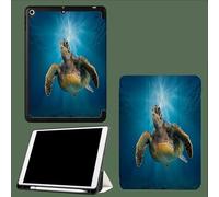 Custodia per iPad 9a/8a/7a generazione da 10,2 pollici 2021/2020/2019, Smart Case Ultra Slim Light Magnetic Cover con funzione di accensione/spegnimento automatico,Tartaruga Marina Oceano