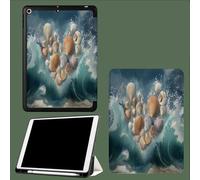 Custodia per iPad 9a/8a/7a generazione da 10,2 pollici 2021/2020/2019, Smart Case Ultra Slim Light Magnetic Cover con funzione di accensione/spegnimento automatico,Conchiglie Onde Dell'Oceano