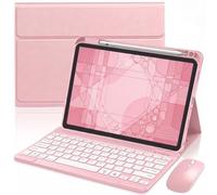 Custodia per iPad A16 11a e 10a generazione con tastiera e mouse, rosa | Tastiera retroilluminata staccabile, regolazione del mouse DPI di 800/1200/1600, con slot per penna copertura del supporto