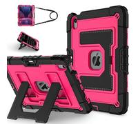 Custodia per iPad Air 11 M2/M3 (2025 2024), iPad Air 5/4 ° 2022 2020, custodia robusta resistente, protezione militare a triplo strato, antiurto, cavalletto più grande, con portapenne, tracolla, rosa
