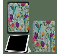 Custodia per iPad Air 13 pollici (M3/M2-2025/2024) con portapenne,custodia pieghevole ultra sottile e leggera con funzione di accensione/spegnimento automatico,Fiori Selvatici Colibrì