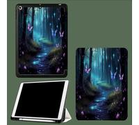 Custodia per iPad Air 13 pollici (M3/M2-2025/2024) con portapenne,custodia pieghevole ultra sottile e leggera con funzione di accensione/spegnimento automatico,Foresta Mistica Farfalla