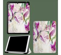 Custodia per iPad Air 13 pollici (M3/M2-2025/2024) con portapenne,custodia pieghevole ultra sottile e leggera con funzione di accensione/spegnimento automatico,Colibrì Giglio