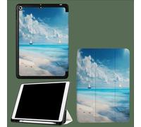 Custodia per iPad Air 3ª generazione 2019 /per iPad Pro 10,5" 2017, cover protettiva ultra sottile a tre ante con portapenne e funzione accensione/spegnimento automatico,Oceano Spiaggia