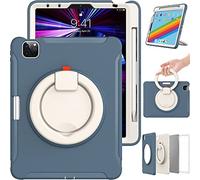 Custodia per iPad Air 5 Gen/4 Gen 10,9 pollici con maniglia, ultra leggera e resistente, per bambini con supporto girevole e portapenne, blu navy
