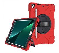 Custodia per iPad Air3 2019/iPad Pro 10.5 2017 con supporto pieghevole, custodia antiurto tre in uno con portapenne e cinturino da polso - rosso