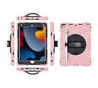 Custodia per iPad air4 10.9 2020/air5 10.9 2022 generazione con pellicola protettiva per display, supporto per matite Kickstand 360 cinghia da polso girevole Kickstand robusta custodia protettiva (oro