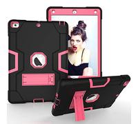 Custodia per iPad di 6a generazione, custodia per iPad di 5a generazione, custodia per iPad 9.7, custodia ibrida resistente agli urti con supporto per iPad 9,7", nero e rosa