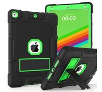 Custodia per iPad di 8a generazione, iPad 7a generazione, iPad 10.2 con cavalletto, 3 in 1, resistente agli urti, robusta custodia protettiva per iPad 10.2 pollici 2020/2019 (nero+verde)