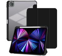 Custodia per iPad mini 6, con portapenne, multi-angolo di visualizzazione protettiva trifold stand cover, guscio posteriore rigido in acrilico antiurto, nero