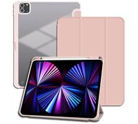 Custodia per iPad mini 6, con portapenne, multi-angolo di visualizzazione protettiva trifold stand cover, guscio posteriore rigido in acrilico antiurto, rosa