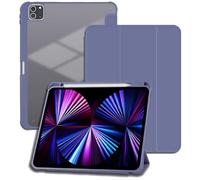 Custodia per iPad mini 6, con portapenne, visione multi-angolo di visualizzazione protettiva trifold stand cover, guscio posteriore rigido in acrilico antiurto, viola