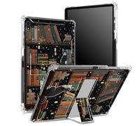 Custodia per iPad Mini 6/iPad Mini 6a generazione 2021 da 8,3 pollici con portamatite, retro trasparente con libreria di gatti, protezione angolare antiurto con cavalletto rigido