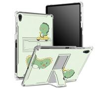 Custodia per iPad Mini 6/iPad Mini 6a generazione 2021 da 8,3 pollici con portamatite, retro trasparente con dinosauro verde, protezione angolare antiurto con cavalletto rigido