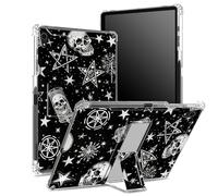 Custodia per iPad Mini 6/iPad Mini 6a generazione 2021 da 8,3 pollici con portapenne, retro trasparente con teschi punk bianchi, protezione angolare antiurto con cavalletto rigido