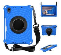 Custodia per iPad Mini 7 (A17 Pro 2024)/ Mini 6 2021 8.3 pollici Tablet Case Kids Friendly, cavalletto girevole a 360, tracolla, motivo ragnatela custodia protettiva antiurto, blu