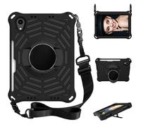 Custodia per iPad Mini 7 (A17 Pro 2024)/ Mini 6 2021 8.3 pollici Tablet Case Kids Friendly, cavalletto girevole a 360, tracolla, motivo ragnatela custodia protettiva antiurto, nero