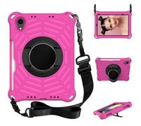 Custodia per iPad Mini 7 (A17 Pro 2024)/ Mini 6 2021 8.3 pollici Tablet Case Kids Friendly, cavalletto girevole a 360, tracolla, motivo ragnatela custodia protettiva antiurto, rosa