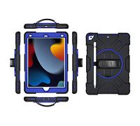 Custodia per iPad mini6 2021 generazione con pellicola protettiva per schermo, supporto per matite Kickstand 360, cinghia da polso girevole da polso, robusta custodia protettiva (blu navy/blu)
