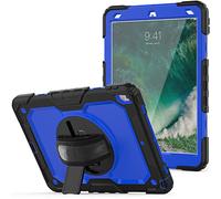 Custodia per iPad Pro 10.5 2017/iPad air 3 10.5 2019 con supporto pieghevole girevole a 360 gradi, custodia antiurto alla moda con cinturino da polso e tracolla, nero+blu