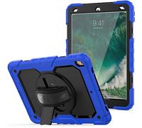 Custodia per iPad Pro 10.5 2017/iPad air 3 10.5 2019 con supporto pieghevole girevole a 360 gradi, custodia antiurto alla moda con cinturino da polso e tracolla, blu