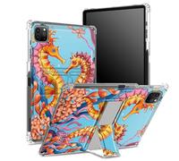 Custodia per iPad Pro 11" 4a/3a/2a/1a generazione 2022/2021/2020/2018 con portapenne, retro trasparente con cavalluccio marino, copertura antiurto angolare con cavalletto