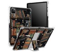 Custodia per iPad Pro 11" 4a/3a/2a/1a generazione 2022/2021/2020/2018 con portapenne, retro trasparente con libreria di gatti, copertura antiurto angolare con cavalletto