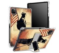 Custodia per iPad Pro 11" 4a/3a/2a/1a generazione 2022/2021/2020/2018 con portapenne, retro trasparente con bandiera soldato, copertura antiurto angolare con cavalletto