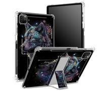 Custodia per iPad Pro 11" 4a/3a/2a/1a generazione 2022/2021/2020/2018 con portapenne, retro trasparente con Art Wolf, copertura antiurto angolare con cavalletto
