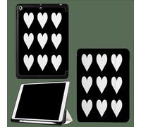 Custodia per iPad Pro 11" 4a/3a/2a gen 2022/2021/2020, custodia protettiva morbida e sottile con supporto a tre ante, funzione di sospensione/riattivazione automatica,Cuori Bianchi
