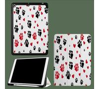 Custodia per iPad Pro 11" 4a/3a/2a gen 2022/2021/2020, custodia protettiva morbida e sottile con supporto a tre ante, funzione di sospensione/riattivazione automatica,Impronte Di Zampe Di Cane Cuori