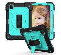 Custodia per iPad Pro 11 di terza generazione 2021/2a generazione 2020/1a generazione 2018, con portamatite girevole a 360 e supporto, custodia colorata a prova di goccia, colore: nero menta