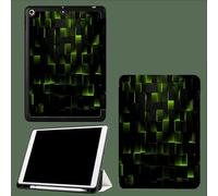 Custodia per iPad Pro 11 pollici 4a/3a/2a gen 2022/2021/2020, custodia protettiva morbida e sottile con supporto a tre ante, funzione di sospensione/riattivazione automatica,Cubo Verde/Geometria