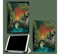 Custodia per iPad Pro 11 Pollici,Modello 2022/2021/2020,Supporta la Ricarica di Pencil,Cover con Auto Svegliati/Sonno Ponte Pietra Città Cina Piante-Verde