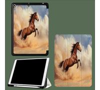 Custodia per iPad Pro 11 Pollici, Modello 2022/2021/2020, Supporta la Ricarica di Pencil, Cover con Auto Svegliati/Sonno Tempesta Sabbia Animali Cavalli-Giallo