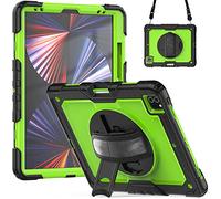 Custodia per iPad Pro 12.9 2021/2020/2018 con supporto girevole a 360, custodia antiurto resistente con supporto a matita tracolla per iPad Pro 12.9 5a/4a/3a generazione, giallo verde PC