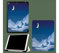 Custodia per iPad Pro 12,9" (6a/5a/4a gen. 2022/2021/2020), Smart Cover in pelle PU, ultra sottile e leggera, pieghevole con supporto e funzione Auto Sleep/Wake,Scena Di Neve Luna
