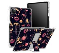 Custodia per iPad Pro da 12,9 pollici (2022/2021/2020, 6a/5a/4a generazione) con portapenne, retro trasparente con luna gotica strega sole, copertura antiurto angolare con cavalletto