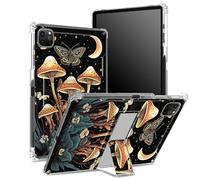 Custodia per iPad Pro da 12,9 pollici (2022/2021/2020, 6a/5a/4a generazione) con portapenne, retro trasparente con fungo falena luna, copertura antiurto angolare con cavalletto
