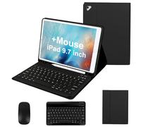 Custodia per iPad Pro da 9,7 pollici con tastiera e mouse per iPad 2018 (6a generazione)/2017 (5a generazione), custodia con tastiera con mouse per iPad Pro/Air 2/1 2016, custodia rimovibile per