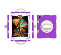 Custodia per iPad Pro12.9 2018/2020/2021 con pellicola protettiva per lo schermo, supporto per matita Kickstand da polso girevole 360, custodia protettiva durevole (viola)