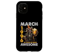 Custodia per iPhone 11 30th Birthday Raccoon Beer March 1996 Vintage 30 Years Old