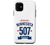 Custodia per iPhone 11 507 Minnesota Codice Area Distressed Autentico Blu Testo
