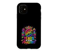 Custodia per iPhone 11 6 Years Of Being Awesome Girl Leopard Crown per il 6° compleanno