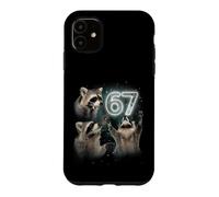 Custodia per iPhone 11 67 Meme Racoon Howling At The Moon 67 T-Shirt 6 7 Halloween