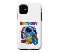 Custodia per iPhone 11 9 ° compleanno astronauta spazio Building Blocks Mattoni Ragazzi Kid