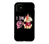 Custodia per iPhone 11 9 ° compleanno ragazza cane cuccioli bambini io sono 9